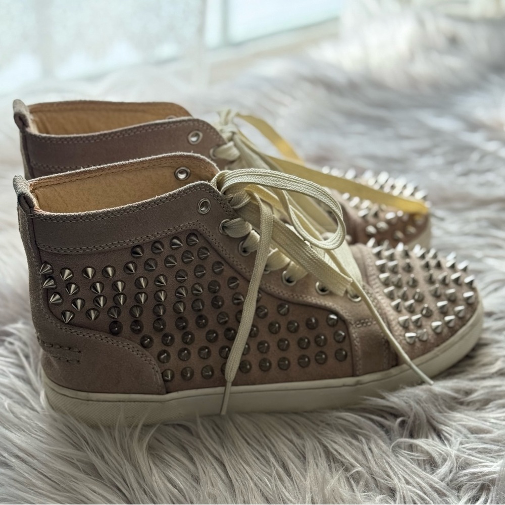 Christian Louboutin Veau Velour Spiked Sneakers - Picture 5 of 12